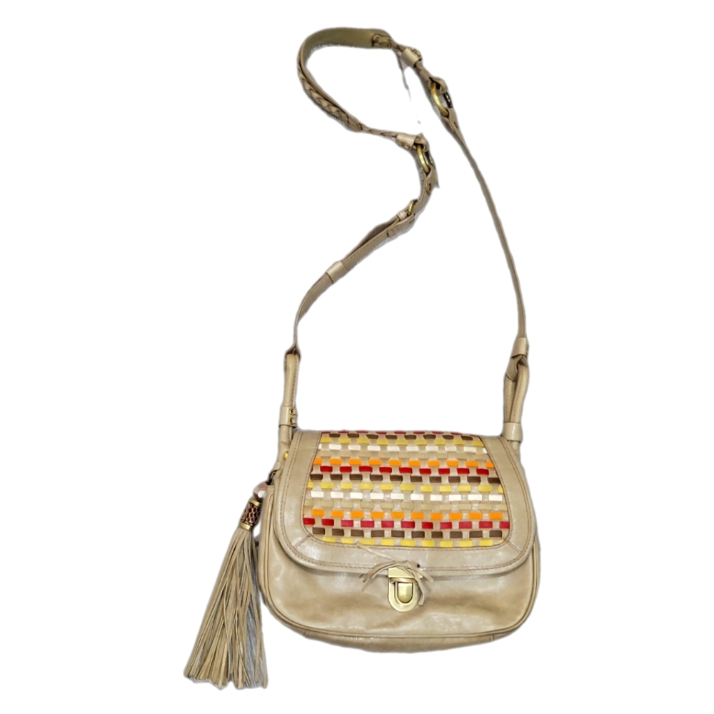 RAFE Bohemian Leather Braided Crossbody Handbag with Woven Detail